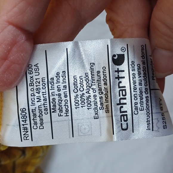 Men's Carhartt Plaid Button up Long Sleeve Size L Yellow White Blue Gray - Picture 7 of 7